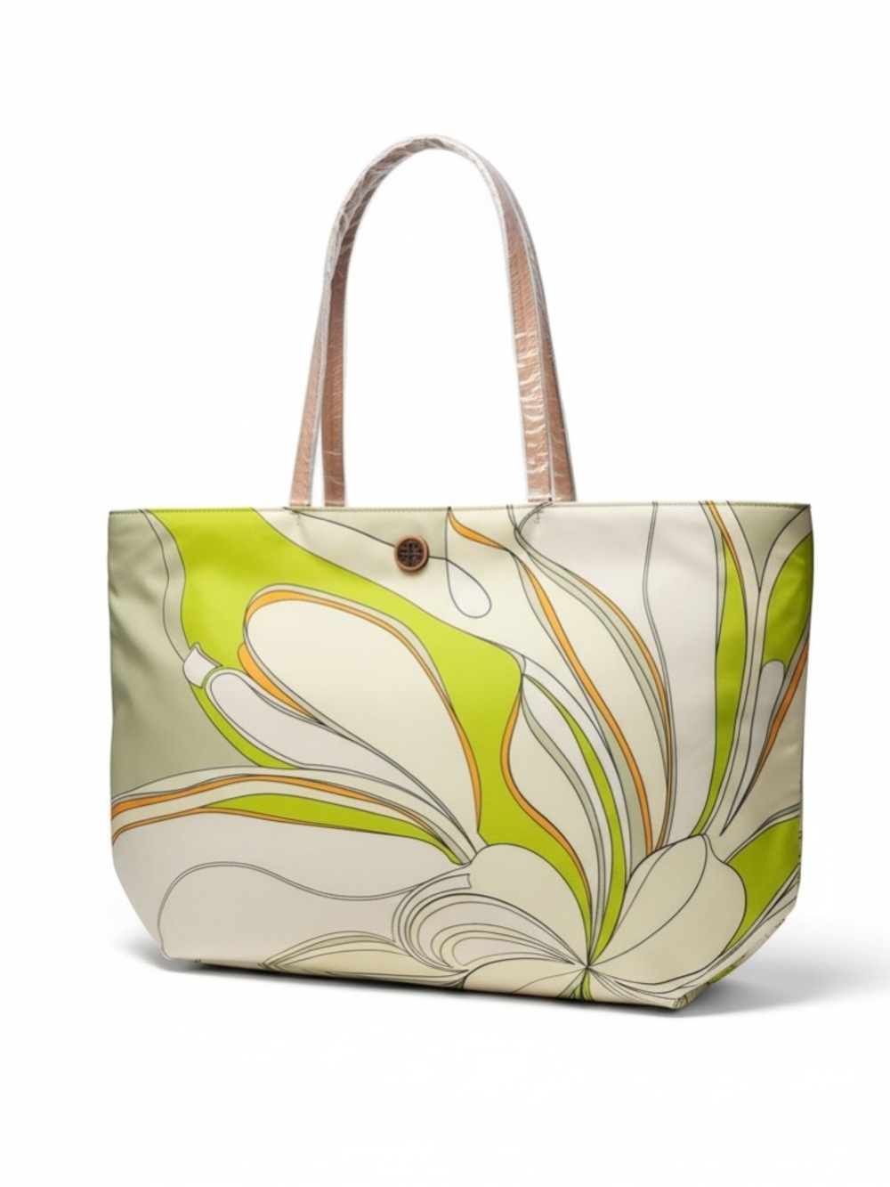 Tory Burch Ella Nylon Printed Tote. 
"Chartreuse Twisty Flower NWT